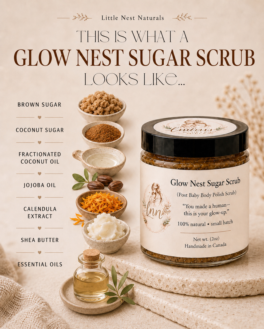 Glow Nest Sugar Scrub- Post Baby